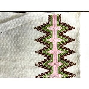 Vintage Embroidered Tea‎ Towel, Very Pretty, 34" x 17.5",Pink,Brown,Green